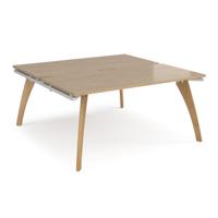 Fuze back to back desks 1600mm x 1600mm with oak legs - white underframe, kendal oak top
