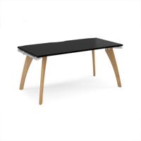 Fuze single desk 1600mm x 800mm with oak legs - white underframe, black top
