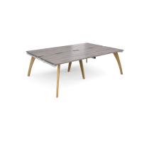 Fuze double back to back desks 2400mm x 1600mm with oak legs - white underframe, grey oak top