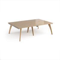 Fuze double back to back desks 2400mm x 1600mm with oak legs - white underframe, kendal oak top