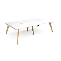 Fuze double back to back desks 2800mm x 1600mm with oak legs - white underframe, white top