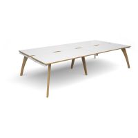 Fuze rectangular boardroom table 3200mm x 1600mm - white frame, white top with oak edging