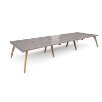 Fuze triple back to back desks 4800mm x 1600mm with oak legs - white underframe, grey oak top