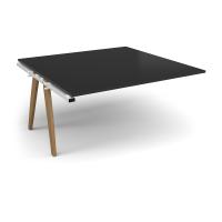 Fuze boardroom table add on unit 1600mm x 1600mm with oak legs - white underframe, black top