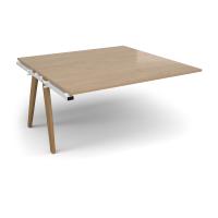 Fuze boardroom table add on unit 1600mm x 1600mm with oak legs - white underframe, kendal oak top