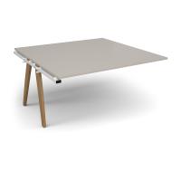 Fuze boardroom table add on unit 1600mm x 1600mm with oak legs - white underframe, light grey top