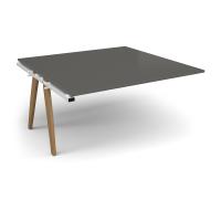 Fuze boardroom table add on unit 1600mm x 1600mm with oak legs - white underframe, onyx grey top