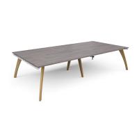 Fuze rectangular boardroom table 3200mm x 1600mm with oak legs - white underframe, grey oak top