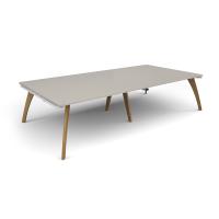 Fuze rectangular boardroom table 3200mm x 1600mm with oak legs - white underframe, light grey top