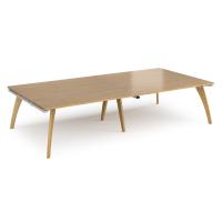 Fuze rectangular boardroom table 3200mm x 1600mm with oak legs - white underframe, oak top
