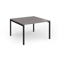 Connex Goal-Post 1200 x 1200 x 725mm Back to Back Desk (2 x 1200mm) - Black Frame / Grey Oak Top