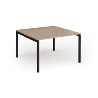 Connex Goal-Post 1200 x 1200 x 725mm Back to Back Desk (2 x 1200mm) - Black Frame / Kendal Oak Top