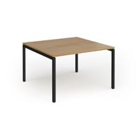 Connex Goal-Post 1200 x 1200 x 725mm Back to Back Desk (2 x 1200mm) - Black Frame / Oak Top