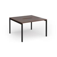 Connex Goal-Post 1200 x 1200 x 725mm Back to Back Desk (2 x 1200mm) - Black Frame / Walnut Top