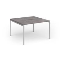 Connex Goal-Post 1200 x 1200 x 725mm Back to Back Desk (2 x 1200mm) - Silver Frame / Grey Oak Top