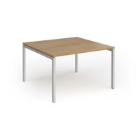 Connex Goal-Post 1200 x 1200 x 725mm Back to Back Desk (2 x 1200mm) - Silver Frame / Oak Top