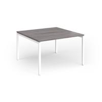 Connex Goal-Post 1200 x 1200 x 725mm Back to Back Desk (2 x 1200mm) - White Frame / Grey Oak Top