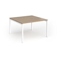 Connex Goal-Post 1200 x 1200 x 725mm Back to Back Desk (2 x 1200mm) - White Frame / Kendal Oak Top