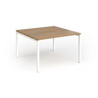 Connex Goal-Post 1200 x 1200 x 725mm Back to Back Desk (2 x 1200mm) - White Frame / Oak Top