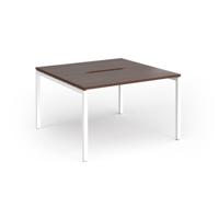 Connex Goal-Post 1200 x 1200 x 725mm Back to Back Desk (2 x 1200mm) - White Frame / Walnut Top
