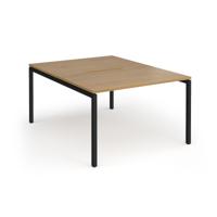 Connex Goal-Post 1200 x 1600 x 725mm Back to Back Desk (2 x 1200mm) - Black Frame / Oak Top