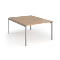 Connex Goal-Post 1200 x 1600 x 725mm Back to Back Desk (2 x 1200mm) - Silver Frame / Beech Top