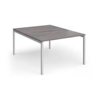Connex Goal-Post 1200 x 1600 x 725mm Back to Back Desk (2 x 1200mm) - Silver Frame / Grey Oak Top
