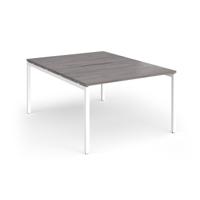 Connex Goal-Post 1200 x 1600 x 725mm Back to Back Desk (2 x 1200mm) - White Frame / Grey Oak Top