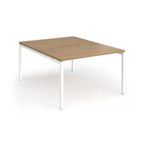 Connex Goal-Post 1200 x 1600 x 725mm Back to Back Desk (2 x 1200mm) - White Frame / Oak Top