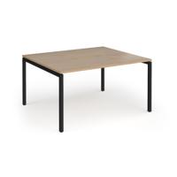 Connex Goal-Post 1400 x 1200 x 725mm Back to Back Desk (2 x 1400mm) - Black Frame / Kendal Oak Top