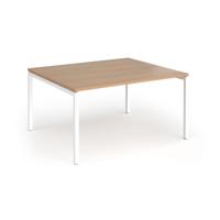 Connex Goal-Post 1400 x 1200 x 725mm Back to Back Desk (2 x 1400mm) - White Frame / Beech Top