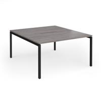 Connex Goal-Post 1400 x 1600 x 725mm Back to Back Desk (2 x 1400mm) - Black Frame / Grey Oak Top