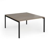 Connex Goal-Post 1400 x 1600 x 725mm Back to Back Desk (2 x 1400mm) - Black Frame / Nebraska Oak Top