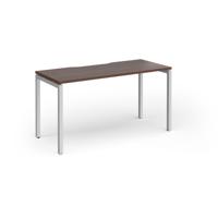 Connex Goal-Post 1400 x 600 x 725mm Single Desk - Silver Frame / Walnut Top