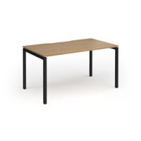 Connex Goal-Post 1400 x 800 x 725mm Single Desk - Black Frame / Oak Top