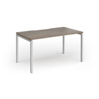Connex Goal-Post 1400 x 800 x 725mm Single Desk - Silver Frame / Nebraska Oak Top