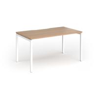 Connex Goal-Post 1400 x 800 x 725mm Single Desk - White Frame / Beech Top