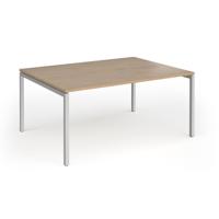 Connex Goal-Post 1600 x 1200 x 725mm Back to Back Desk (2 x 1600mm) - Silver Frame / Kendal Oak Top