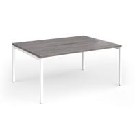 Connex Goal-Post 1600 x 1200 x 725mm Back to Back Desk (2 x 1600mm) - White Frame / Grey Oak Top
