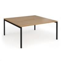 Connex Goal-Post 1600 x 1600 x 725mm Back to Back Desk (2 x 1600mm) - Black Frame / Oak Top