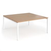Connex Goal-Post 1600 x 1600 x 725mm Back to Back Desk (2 x 1600mm) - White Frame / Beech Top