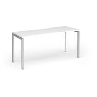 Connex Goal-Post 1600 x 600 x 725mm Single Desk - Silver Frame / White Top