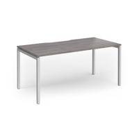 Connex Goal-Post 1600 x 800 x 725mm Single Desk - Silver Frame / Grey Oak Top