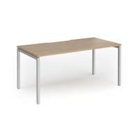 Connex Goal-Post 1600 x 800 x 725mm Single Desk - Silver Frame / Kendal Oak Top