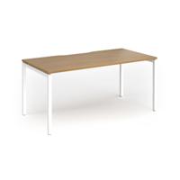 Connex Goal-Post 1600 x 800 x 725mm Single Desk - White Frame / Oak Top