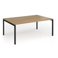 Connex Goal-Post 1800 x 1200 x 725mm Back to Back Desk (2 x 1800mm) - Black Frame / Oak Top