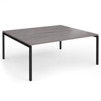 Connex Goal-Post 1800 x 1600 x 725mm Back to Back Desk (2 x 1800mm) - Black Frame / Grey Oak Top