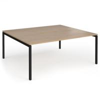 Connex Goal-Post 1800 x 1600 x 725mm Back to Back Desk (2 x 1800mm) - Black Frame / Kendal Oak Top