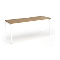 Connex Goal-Post 1800 x 600 x 725mm Single Desk - White Frame / Oak Top