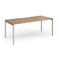Connex Goal-Post 1800 X 800 x 725mm Single Desk - Silver Frame / Oak Top